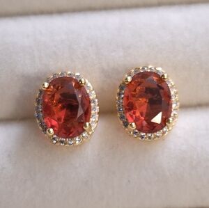 Ruby oval shape stud earrings